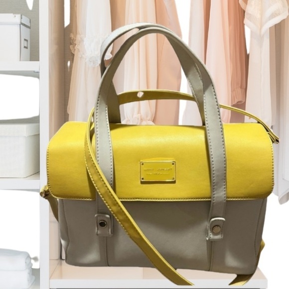 David Jones Paris Handbags - David Jones Paris Yellow and Cream Women's Bag